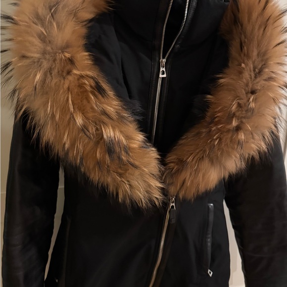 RUDSAK Black Jacket with Brown Fur Trim - Picture 3 of 3